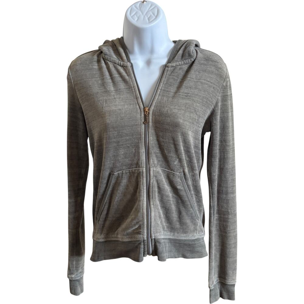 Juicy Couture M Y2K Velour Hoodie Gray Regular